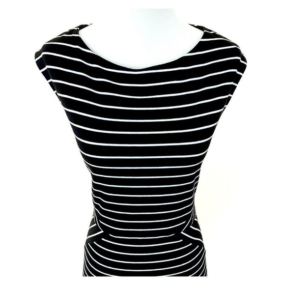 White House Black Market Black-White Striped Dress - Picture 3 of 7